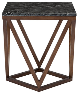 Jasmine Side Table - Black Wood Vein with Walnut Stained Ash Base
