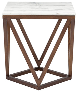 Jasmine Side Table - White with Walnut Stained Ash Base