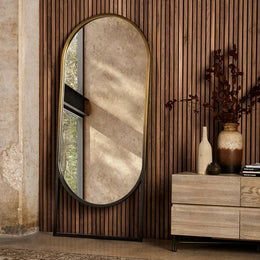 Dawson Floor Mirror-Ombre Brass