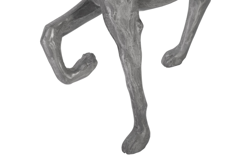 Prancing Dog Sculpture, Black/Silver, Aluminum