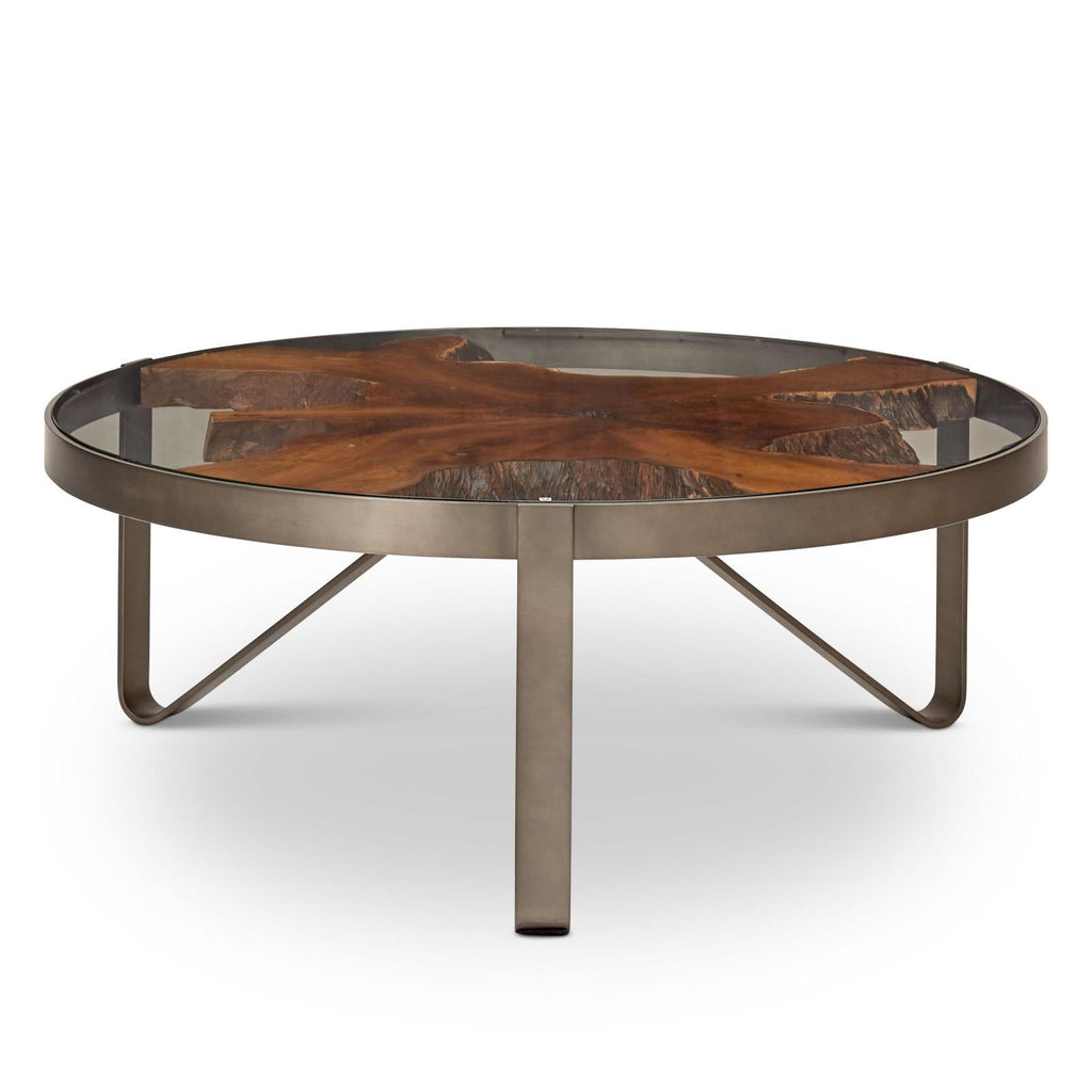 Kullen Coffee Table - Teak Top - Galvanized Gray Frame