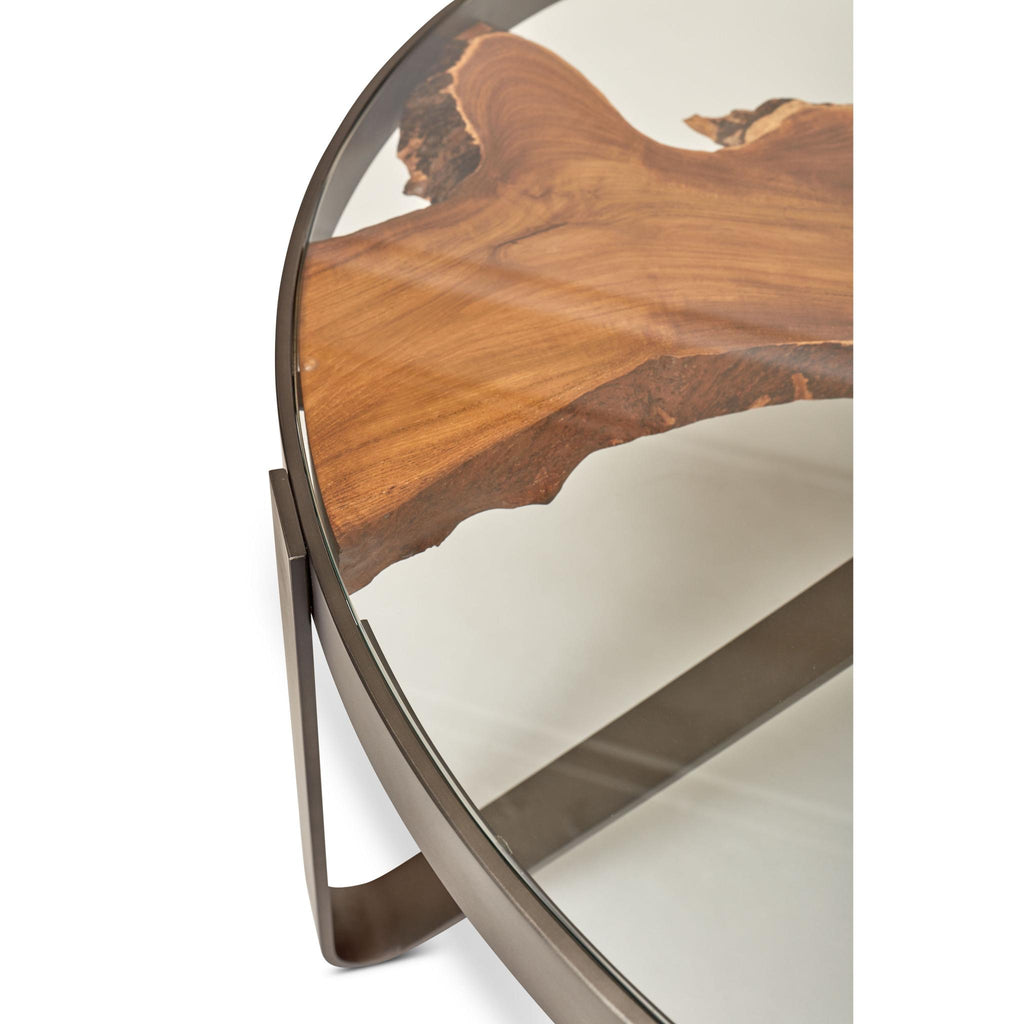 Kullen Coffee Table - Teak Top - Galvanized Gray Frame