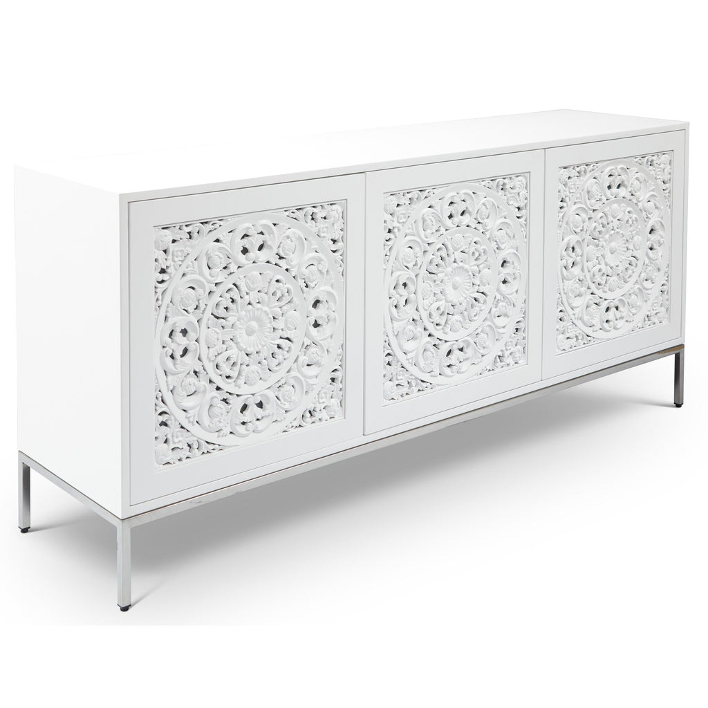 Maya Buffet - White - Polished Chrome Base