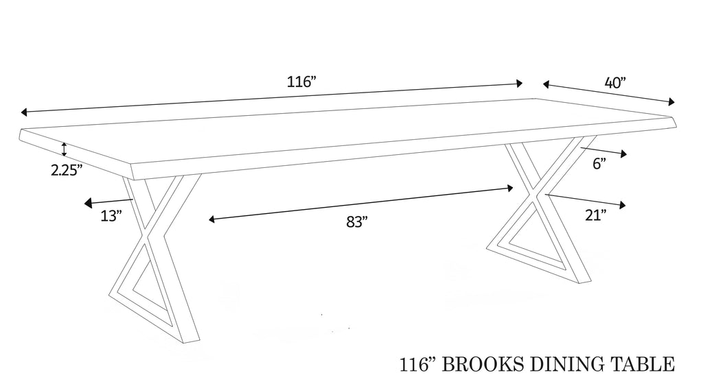 Brooks Dining Table, X Base