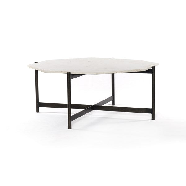 Adair Coffee Table-Hammered Grey with Clear Piece by Four Hands