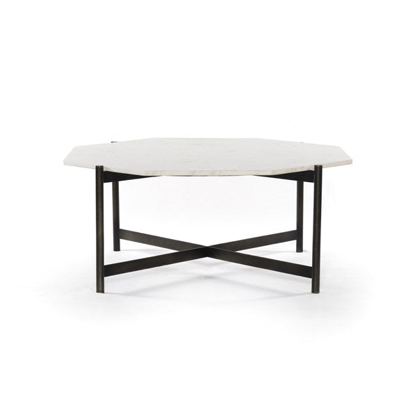 Adair Coffee Table-Hammered Grey with Clear Piece by Four Hands