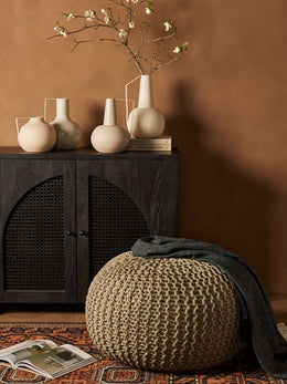 Jute Knit Pouf-Clay