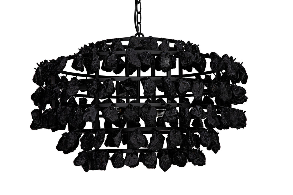 Vulcan Chandelier, Black Steel with Black Glass