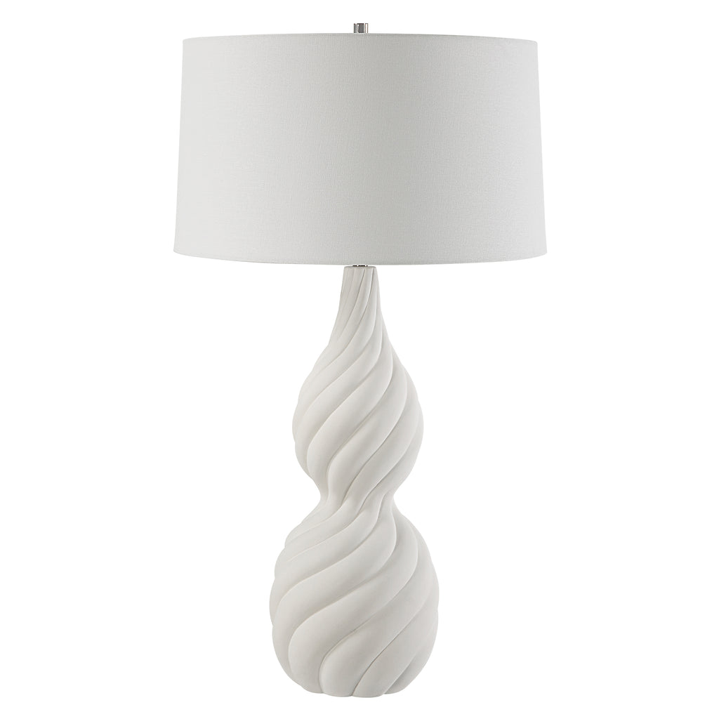 Twisted Swirl White Table Lamp