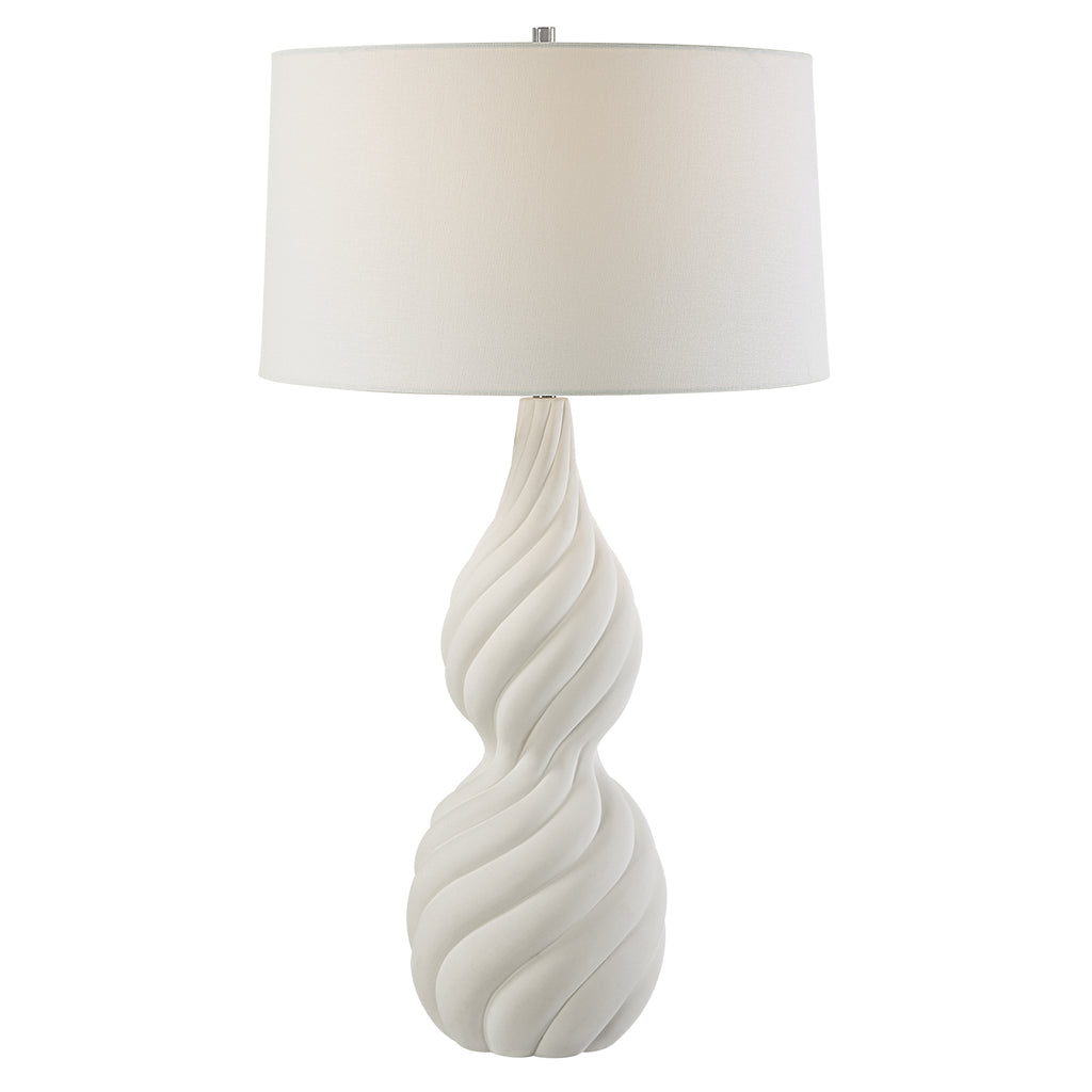 Twisted Swirl White Table Lamp