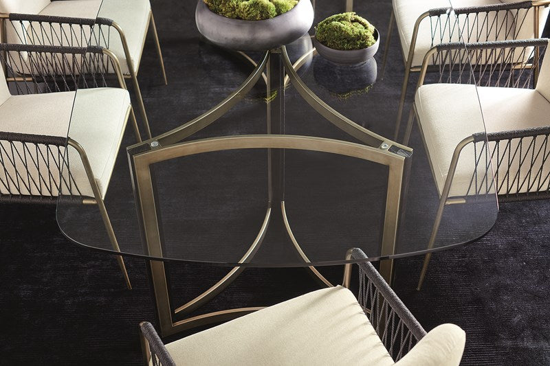 Remix Dbl Ped Glass Top Table Dining Table