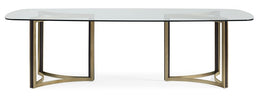 Remix Dbl Ped Glass Top Table Dining Table