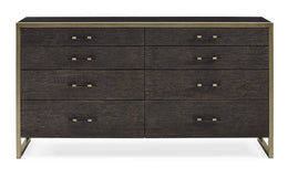 Remix Double Dresser - Black Stained Ash, Cerused Oak, Bronze Gold Metal