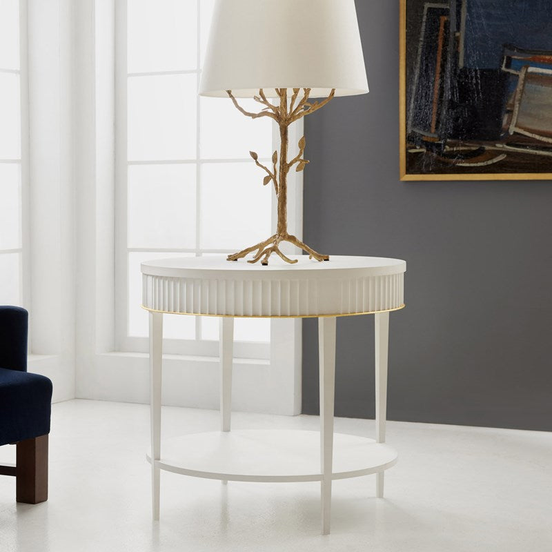 Round Scalloped End Table