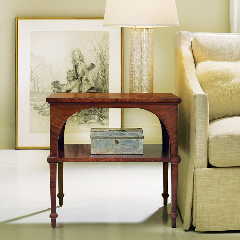 Classical End Table With Shelf - Walnut