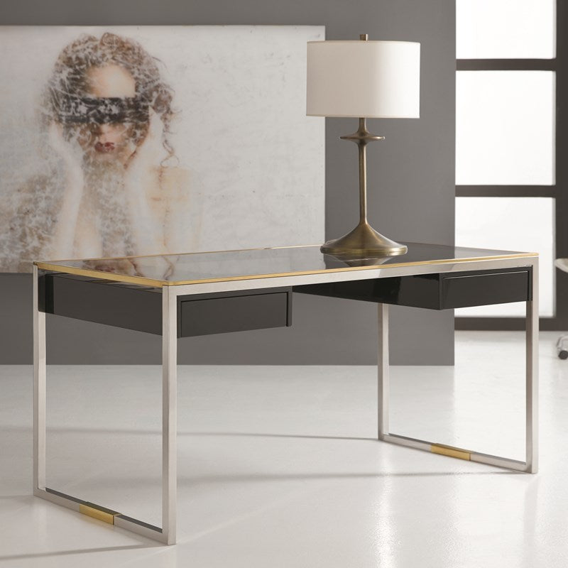 Stainless and Brass Writing Desk