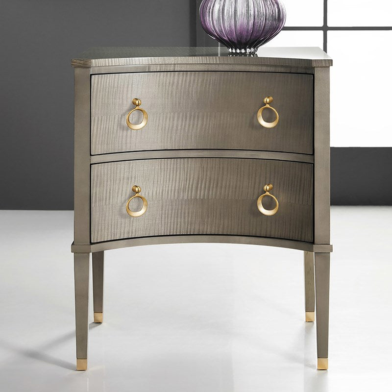 Concave Bedside Chest - Grey Sycamore