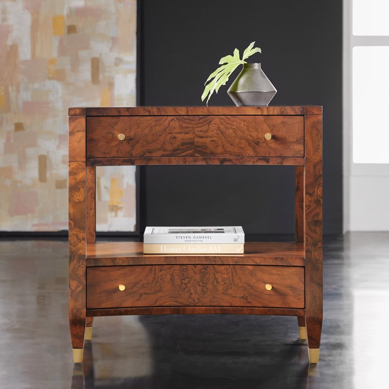 Concave Nightstand - Walnut Burl