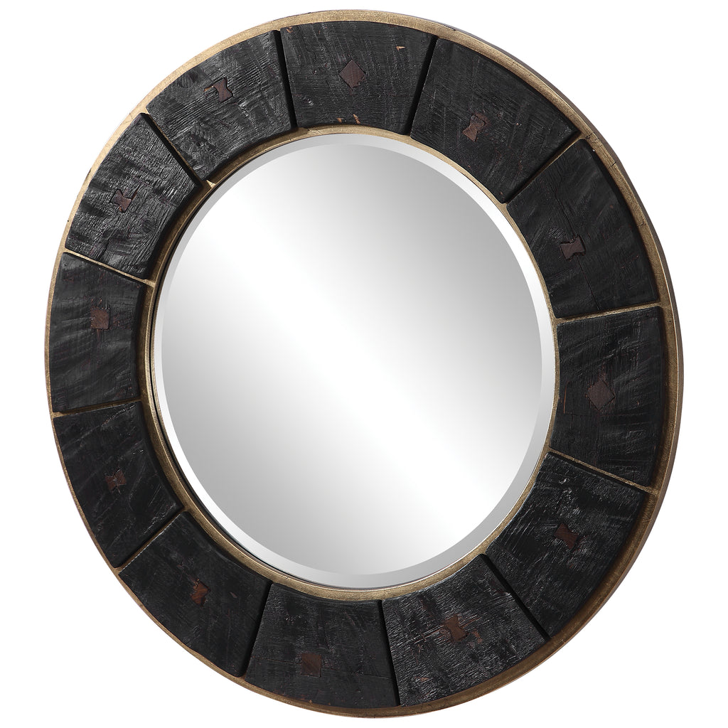 Kerensa Dark Wood Round Mirror