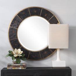 Kerensa Dark Wood Round Mirror