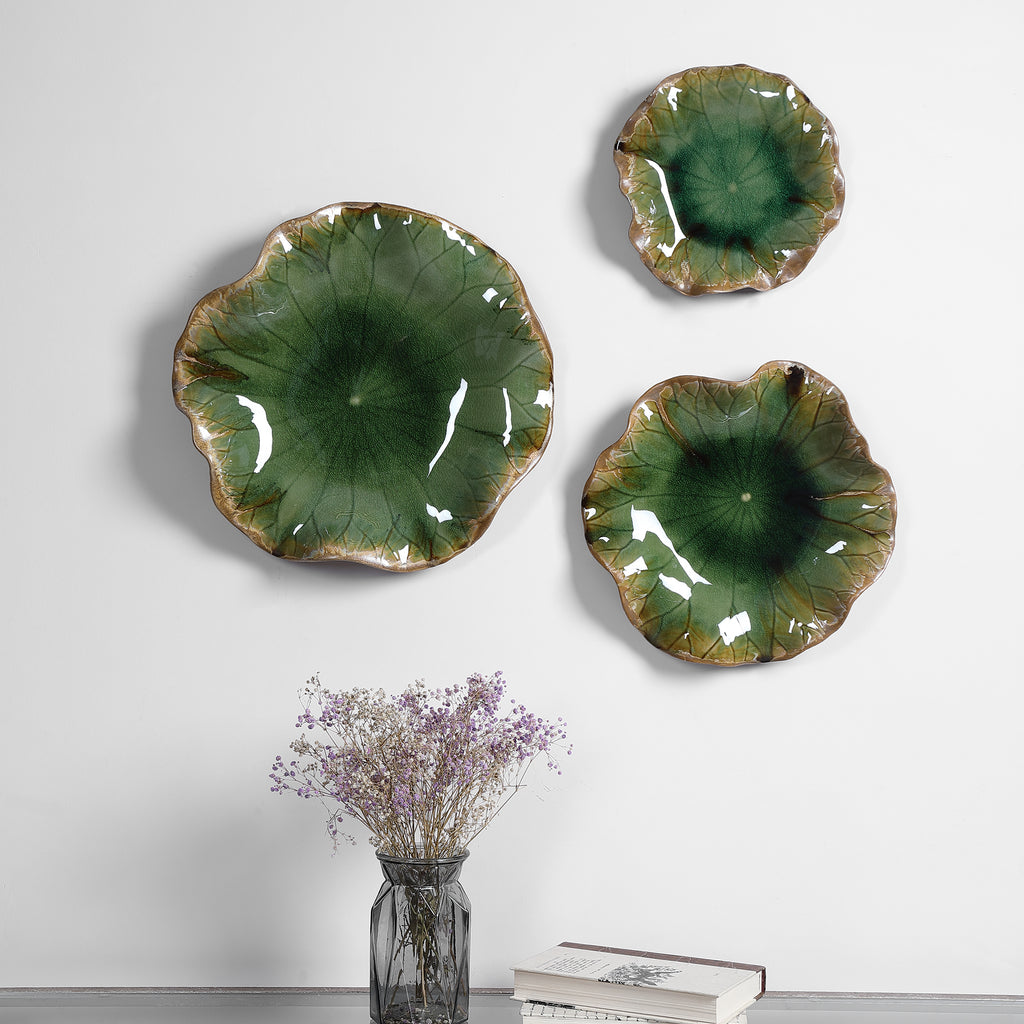 Abella Green Ceramic Wall Decor, Set of 3