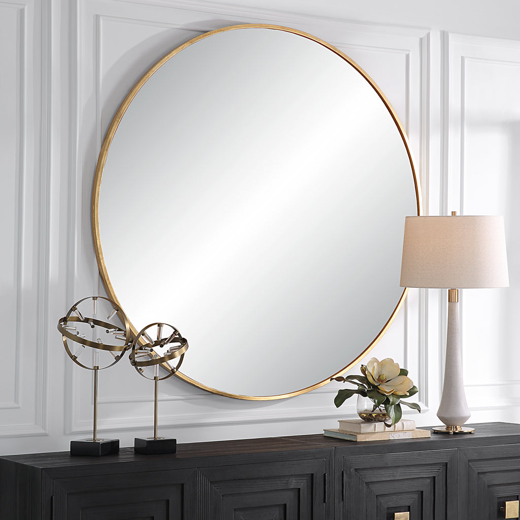 Junius Large Gold Round Mirror