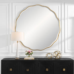 Aneta Large Gold Round Mirror