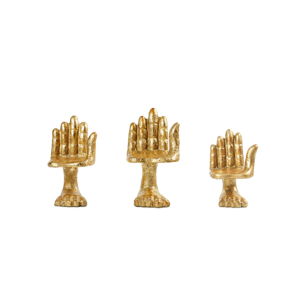 Mano Set of 3 Statues - Gold Leaf