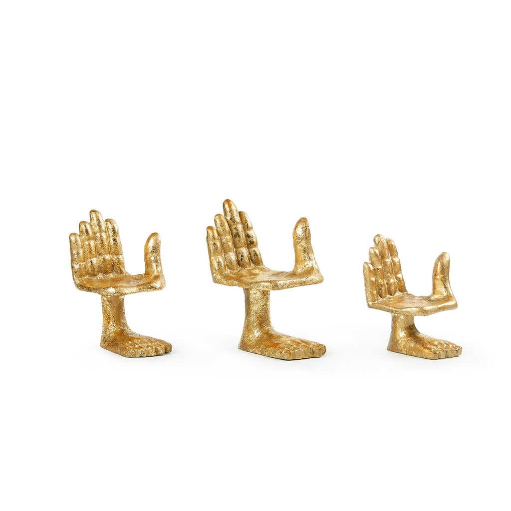 Mano Set of 3 Statues - Gold Leaf