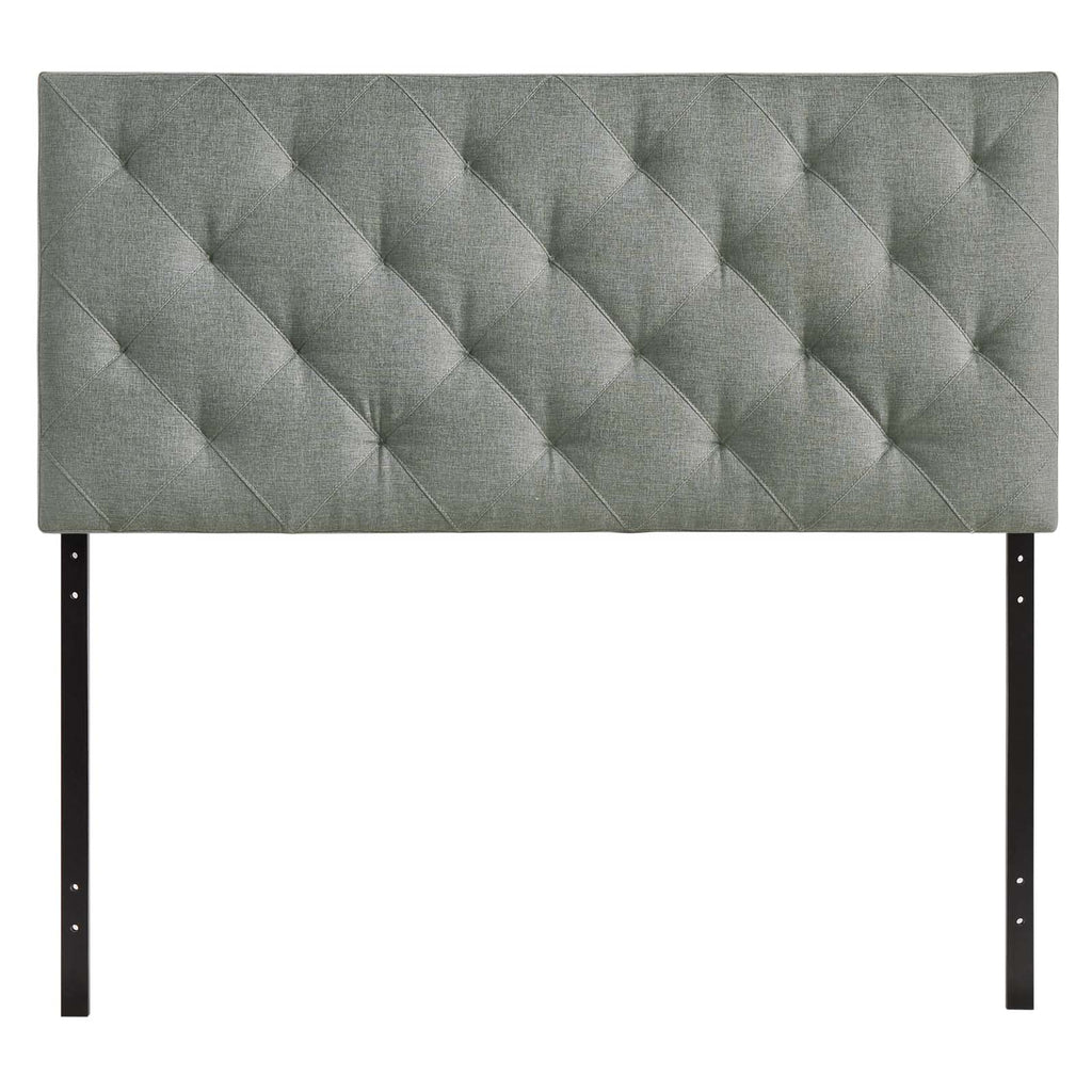 Theodore Queen Upholstered Fabric Headboard in Gray
