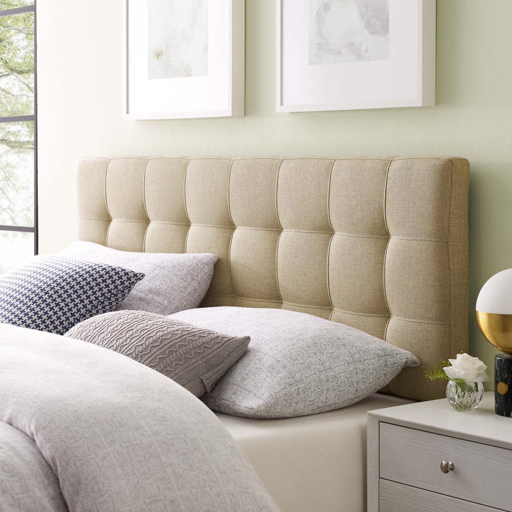 Lily Full Upholstered Fabric Headboard in Beige