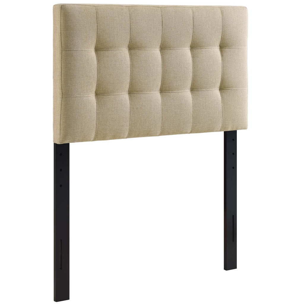 Lily Twin Upholstered Fabric Headboard in Beige