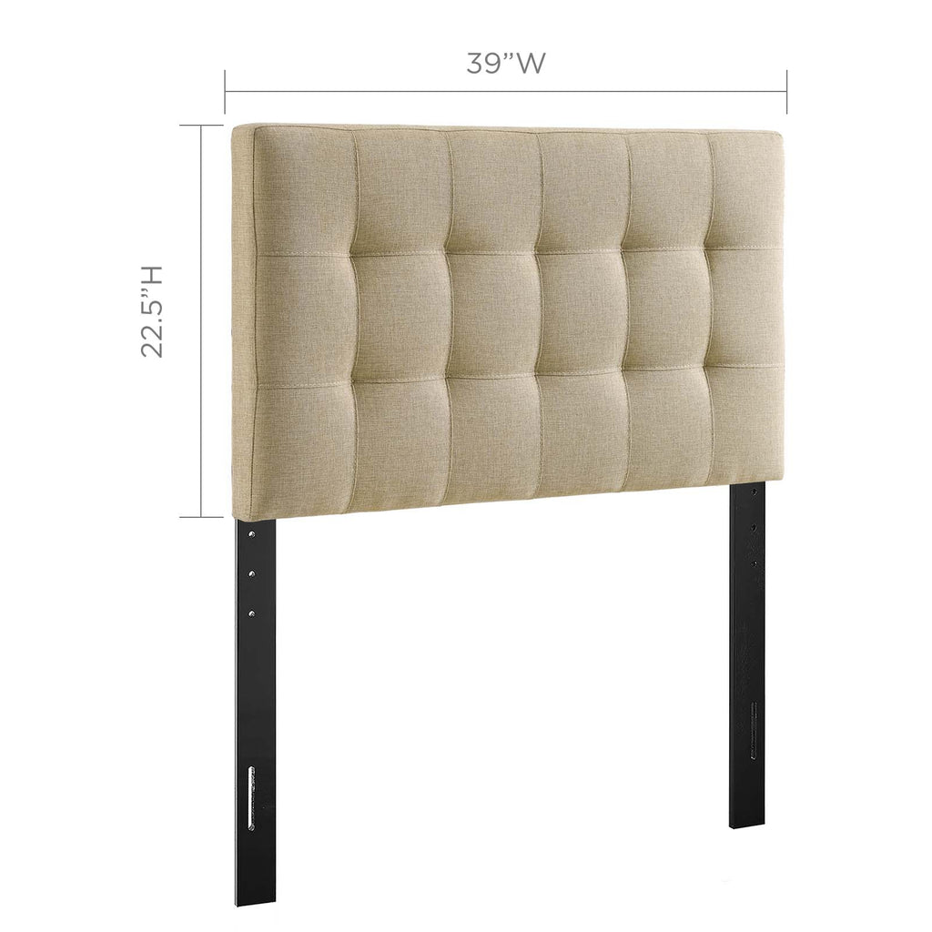 Lily Twin Upholstered Fabric Headboard in Beige