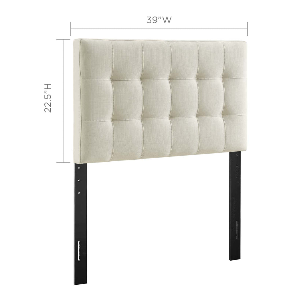 Lily Twin Upholstered Fabric Headboard in Ivory