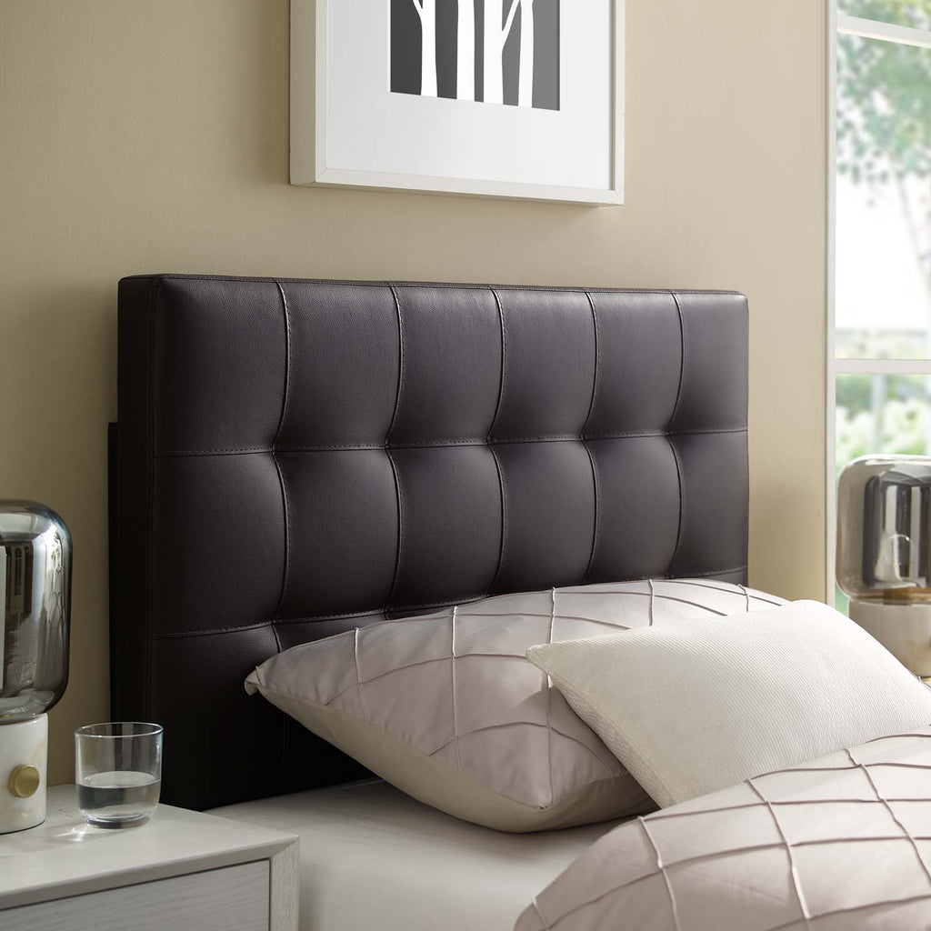 Lily Twin Upholstered Vinyl Headboard in Brown