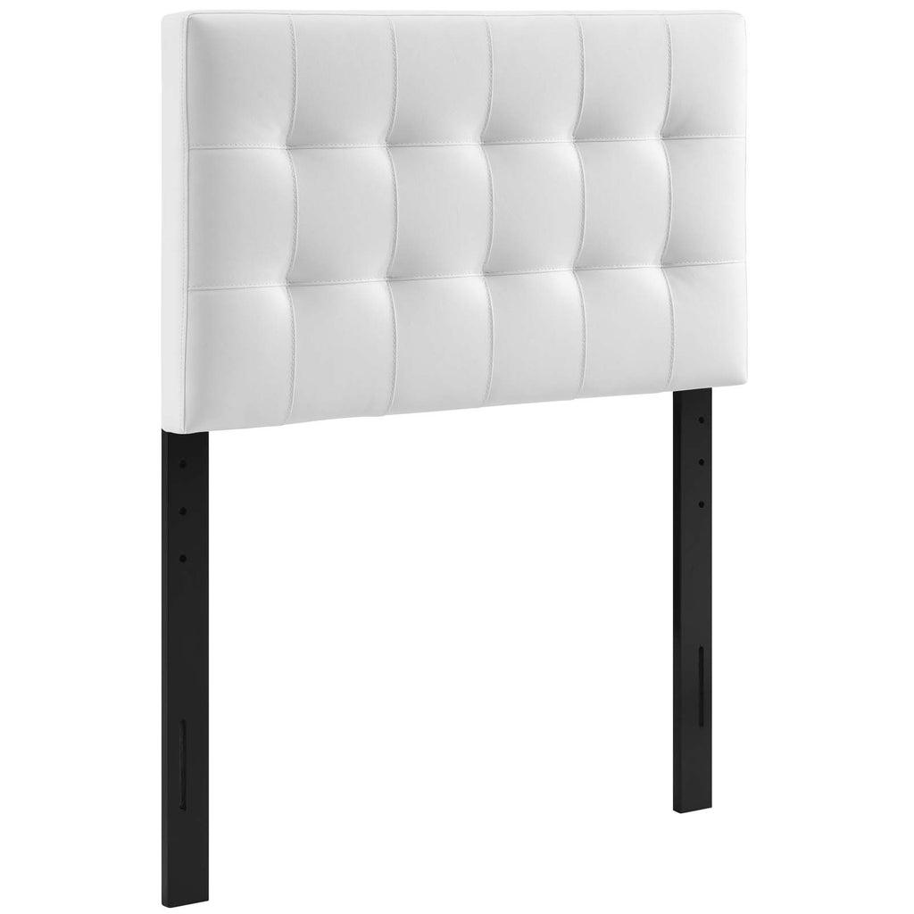 Lily Twin Upholstered Vinyl Headboard in White