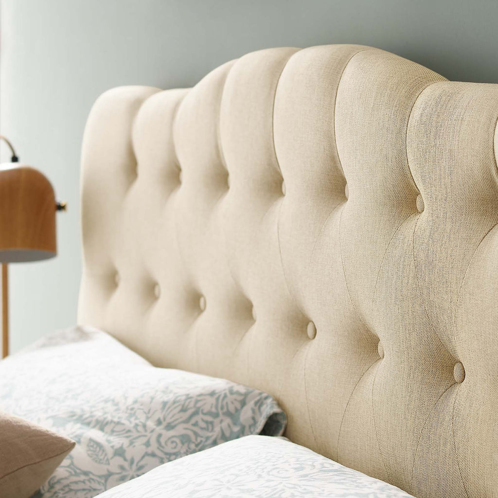 Annabel King Upholstered Fabric Headboard in Beige