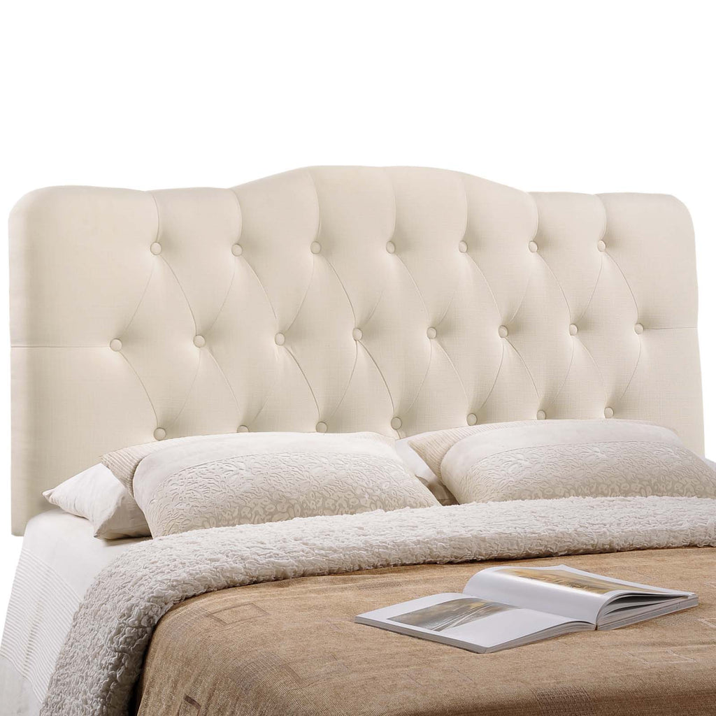 Annabel King Upholstered Fabric Headboard in Ivory