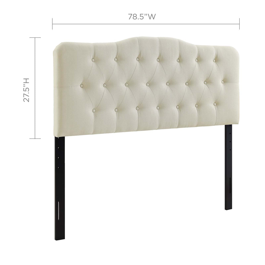 Annabel King Upholstered Fabric Headboard in Ivory