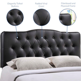 Annabel King Upholstered Vinyl Headboard in Black