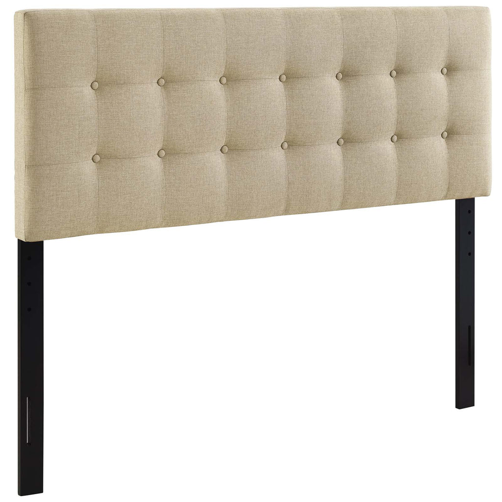 Emily Queen Upholstered Fabric Headboard in Beige