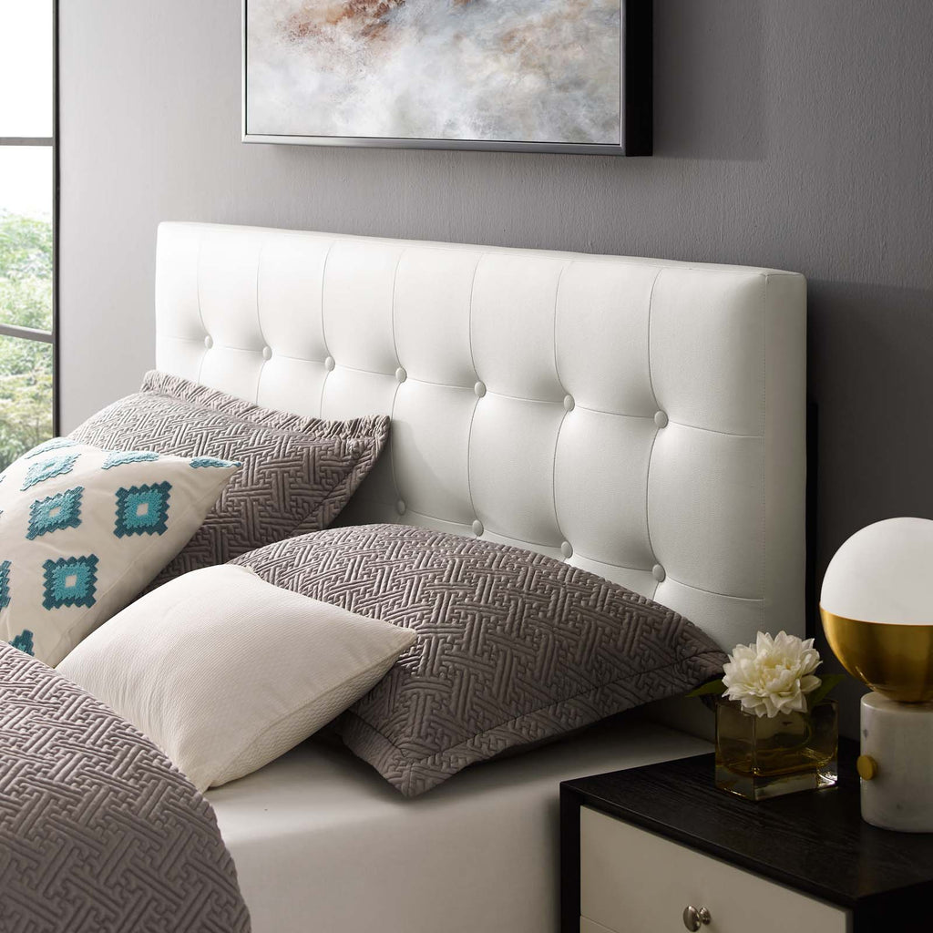 Emily King Upholstered Vinyl Headboard in White