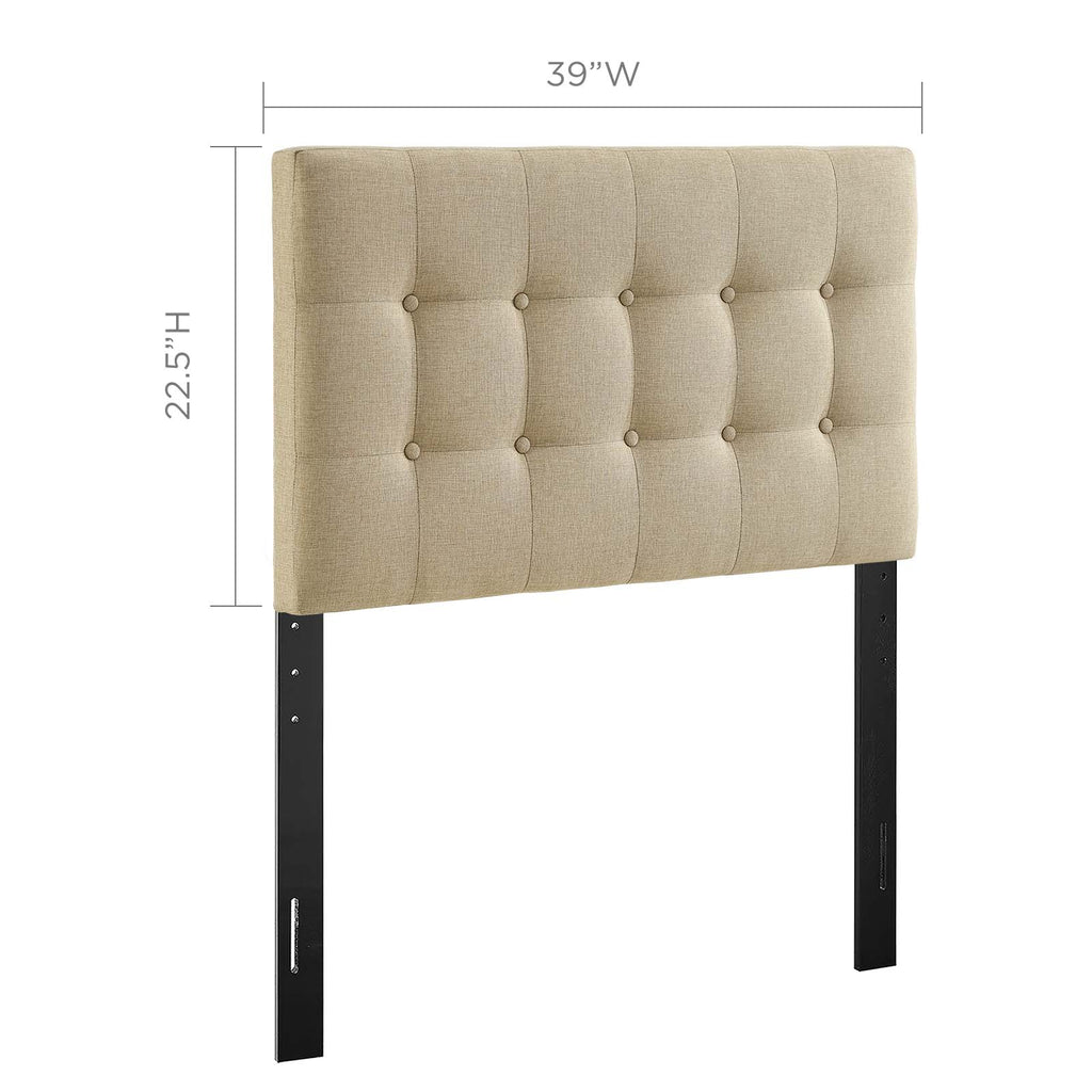 Emily Twin Upholstered Fabric Headboard in Beige