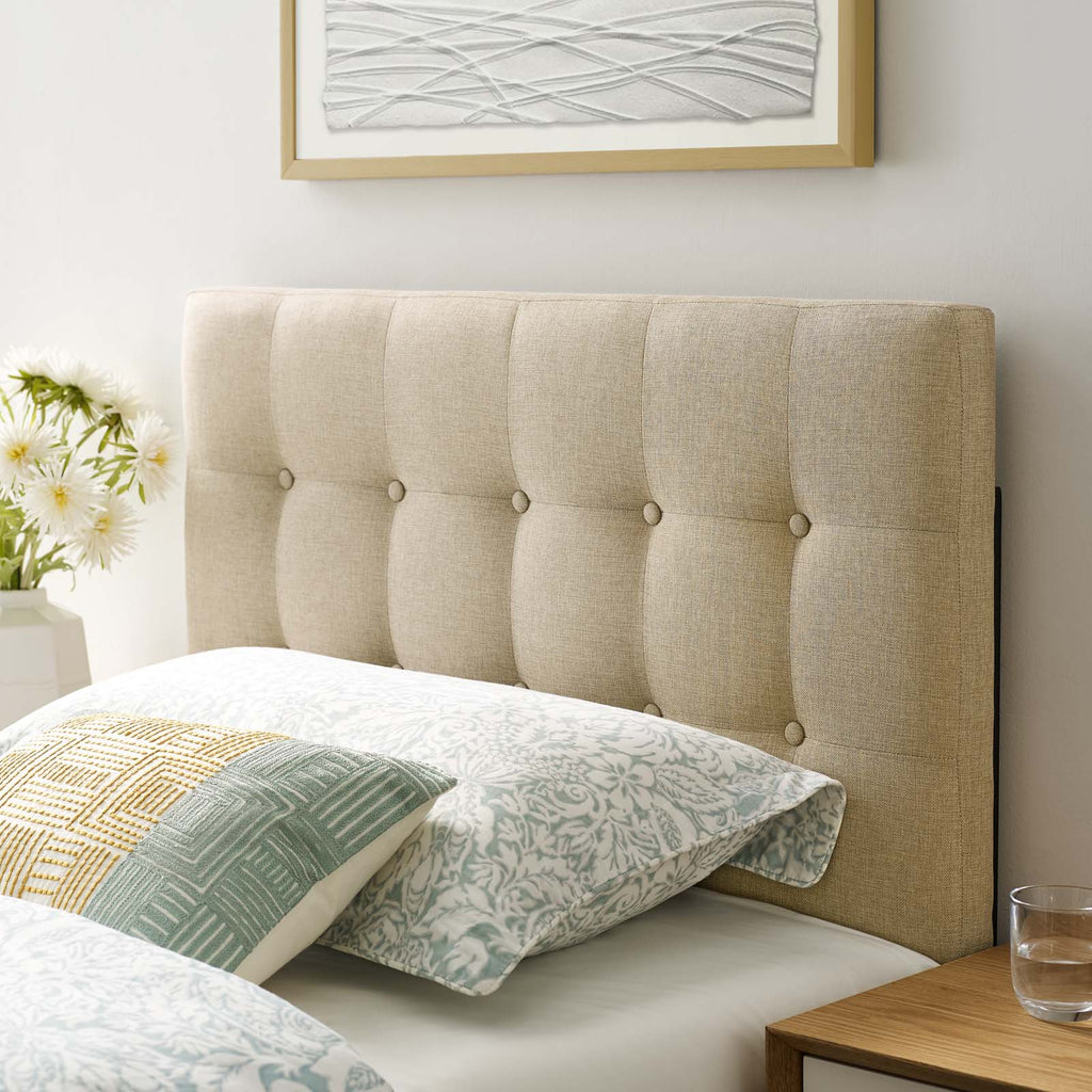 Emily Twin Upholstered Fabric Headboard in Beige