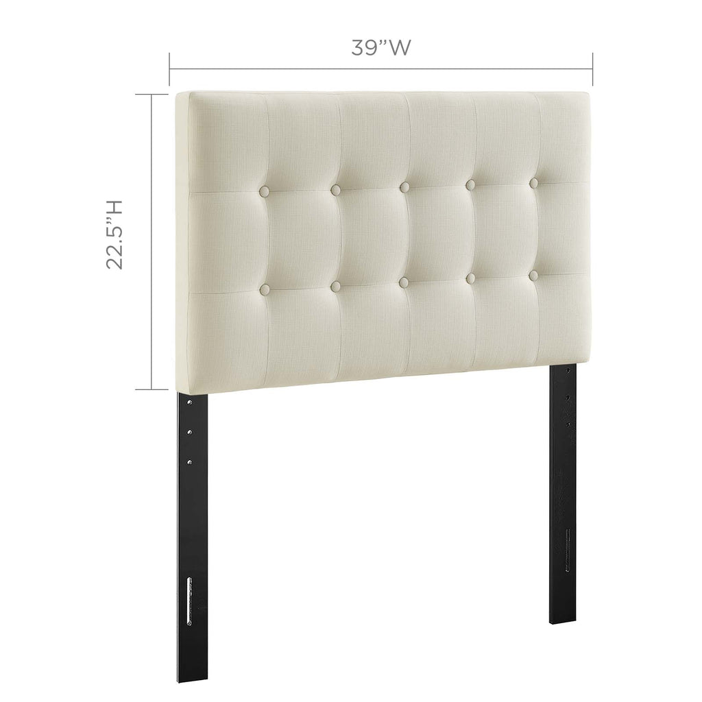 Emily Twin Upholstered Fabric Headboard in Ivory