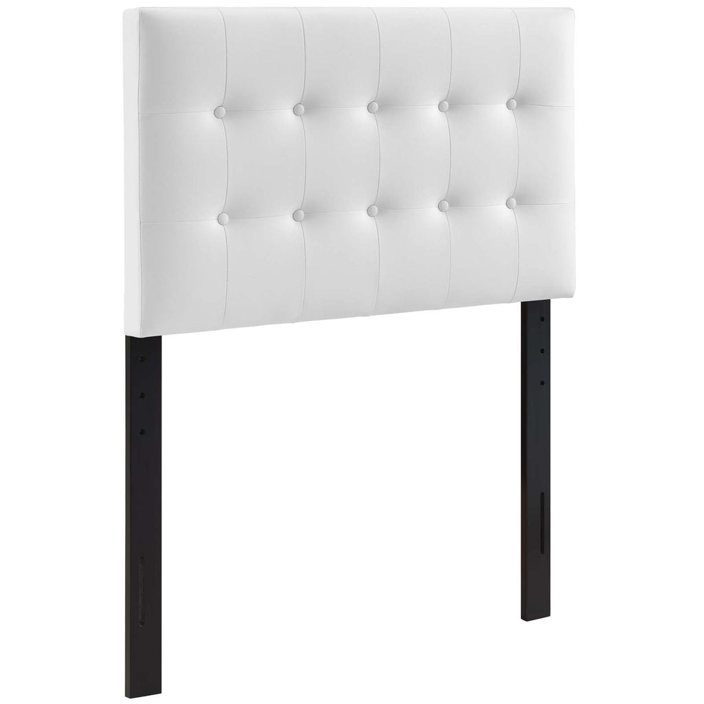 Emily Twin Upholstered Vinyl Headboard in White