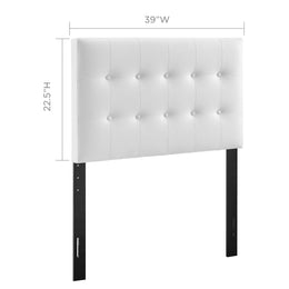 Emily Twin Upholstered Vinyl Headboard in White