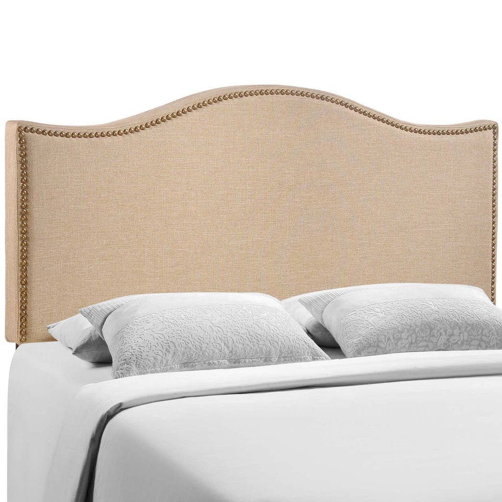 Curl Queen Nailhead Upholstered Headboard in Cafe