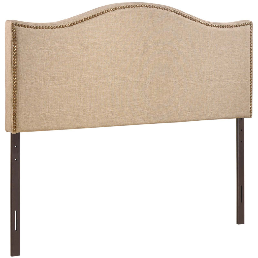 Curl Queen Nailhead Upholstered Headboard in Cafe