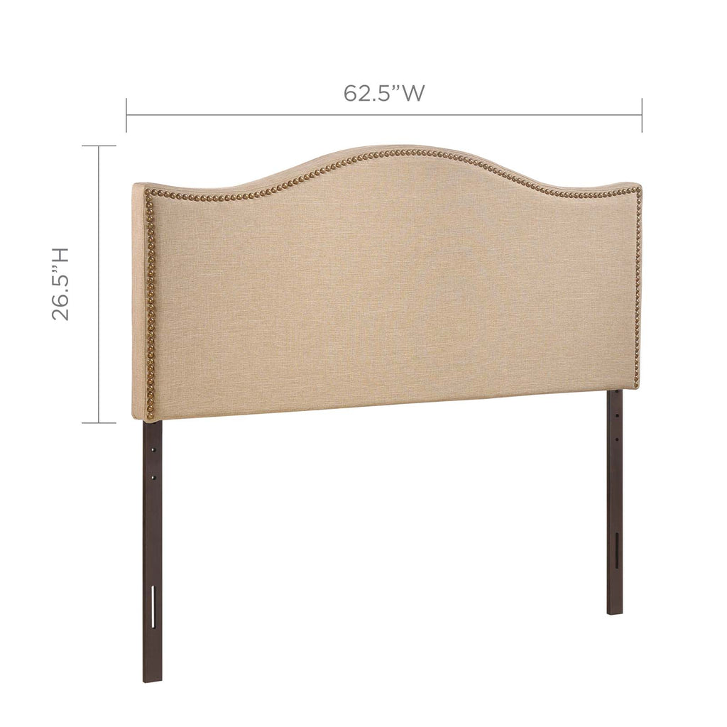 Curl Queen Nailhead Upholstered Headboard in Cafe